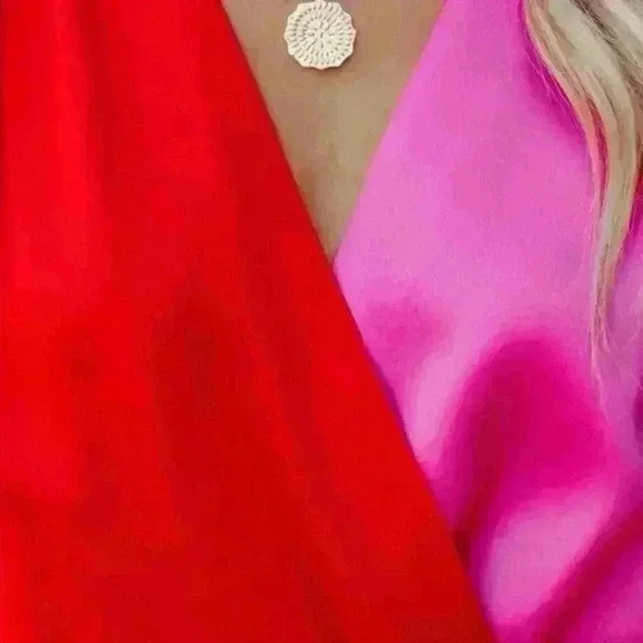 Two tone pink and red satin bodysuit - Picture 6 of 8